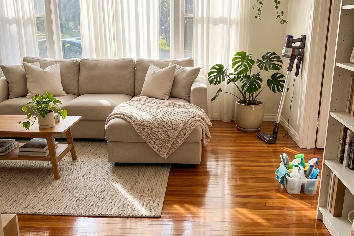 Freshly cleaned living room after house cleaning service in Fall River, MA