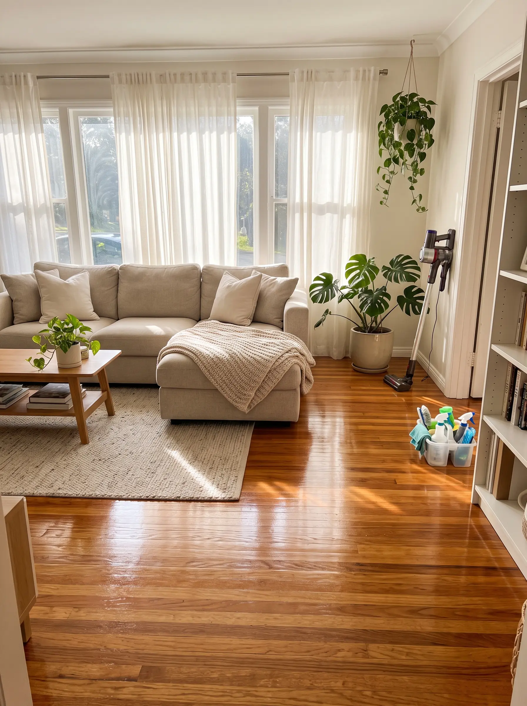 Freshly cleaned living room after house cleaning service in Fall River, MA